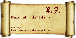 Mazurek Fülöp névjegykártya